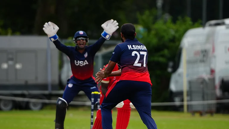 United States cricket team players celebrating a wicket against Canada. - Photo: X | USA Cricket